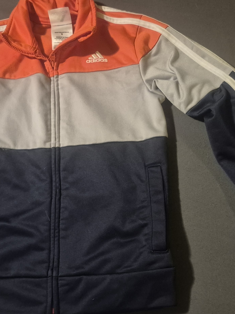 Adidas Colorblock Zip-Up Track Jacket - Orange, Gray & Navy